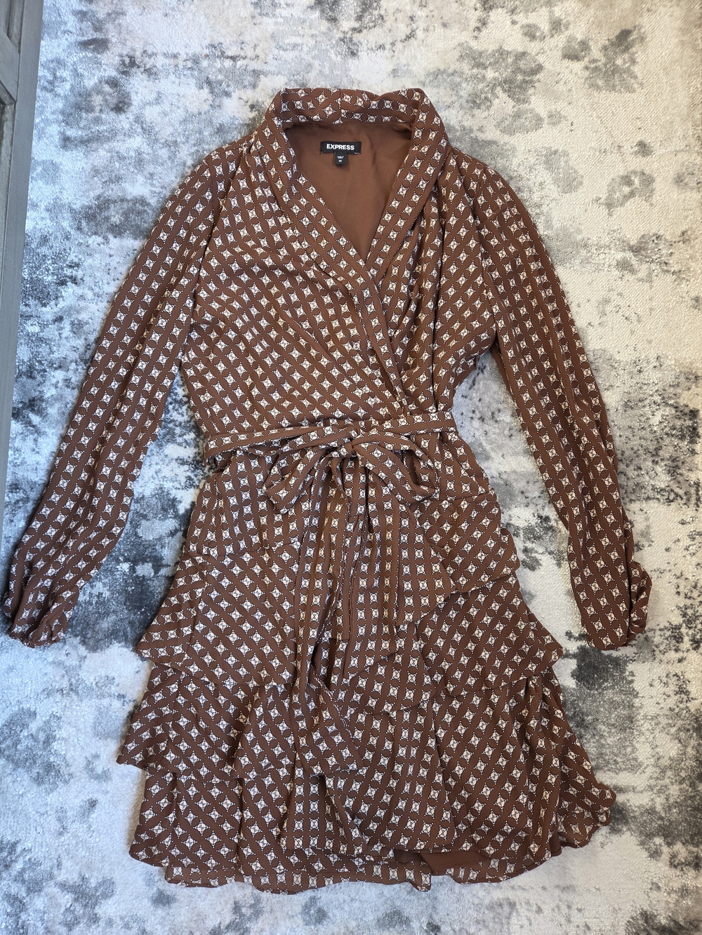 Express Women's Brown Printed Wrap Dress